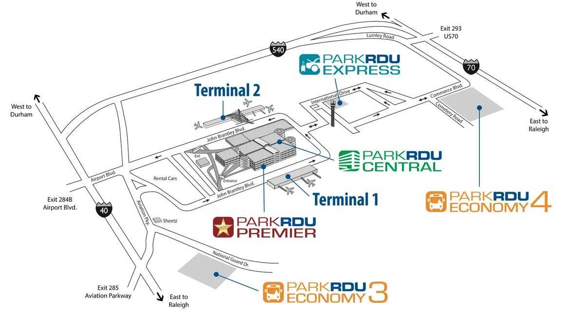 Raleigh-Durham Airport Parking Map